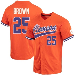 Luke Brown Replica Orange Men's Clemson Tigers Full-Button Baseball Jersey