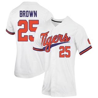 Luke Brown Replica White Women's Clemson Tigers Full-Button Baseball Jersey